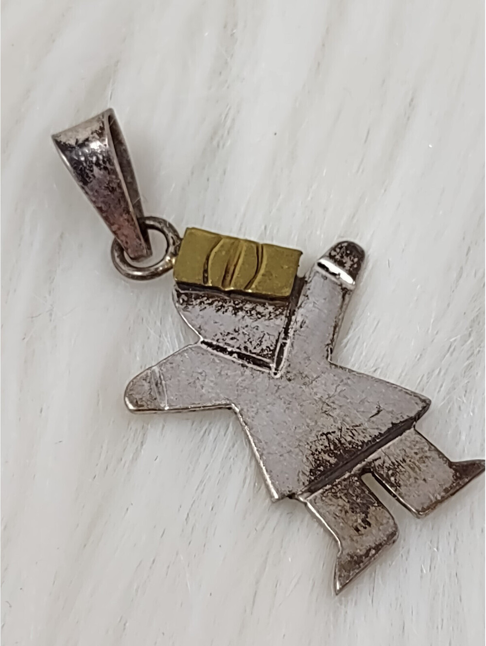 VTG Mexico 925 Silver Brass School Child Niña Charm Pendant